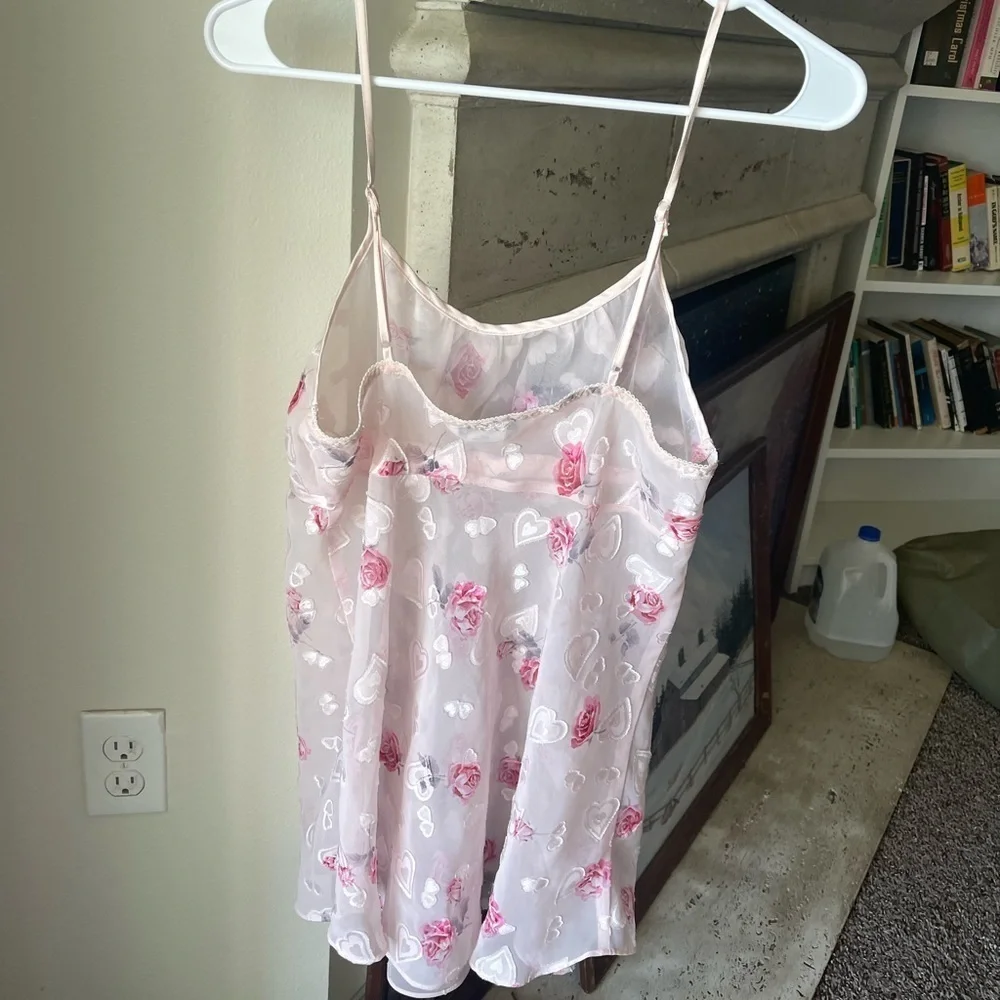 Vintage Heart Pink‎ Dress Slip Lingerie Valentines Day Romantic Coquet